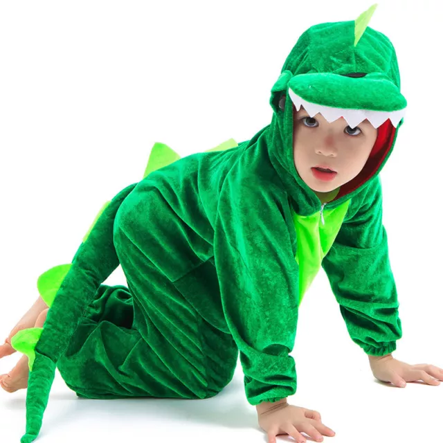 Kids Child Animal Dinosaur Kugurumi Costume Fancy Dress Boys Girls Green