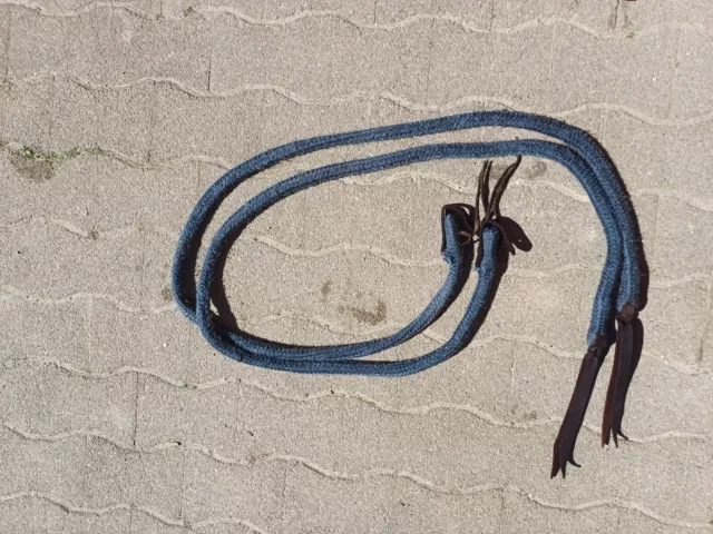 Westernzügel,Split Reins,schwer,Seilzügel, Baumwolle,Western Rope rund Ledersnap