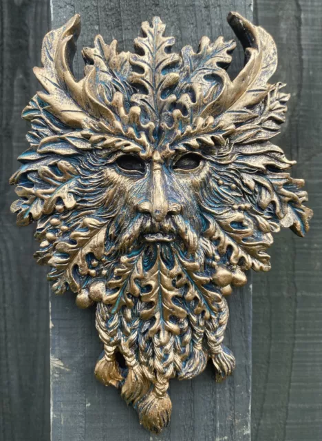 SMALL Man Of Forest GreenMan Tree Face Wall Plaque Garden Ornament Boxed 20cm