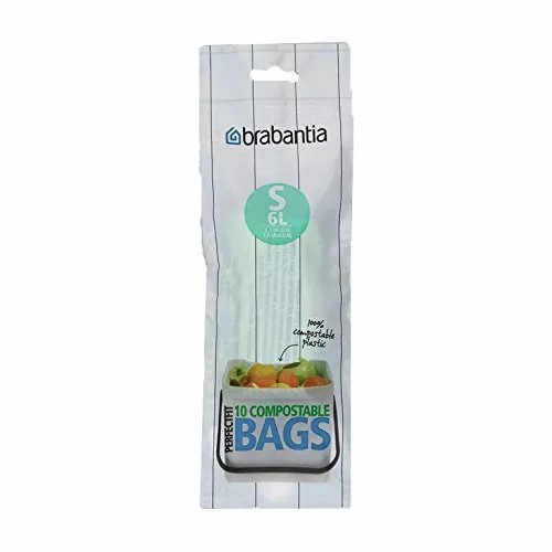 Brabantia Compostable PerfectFit Bags S, 6L [Rotolo 10 Sacchetti], Amido (j1b)