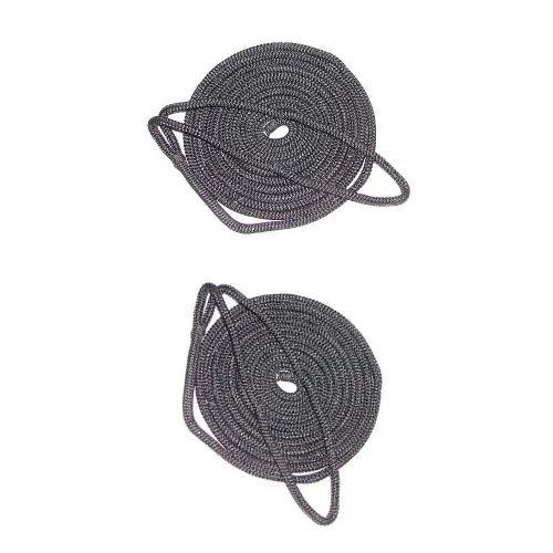 2 Pack of 3/8 Inch x 6 Ft Black Double Braid Nylon Fender Lines for Boats