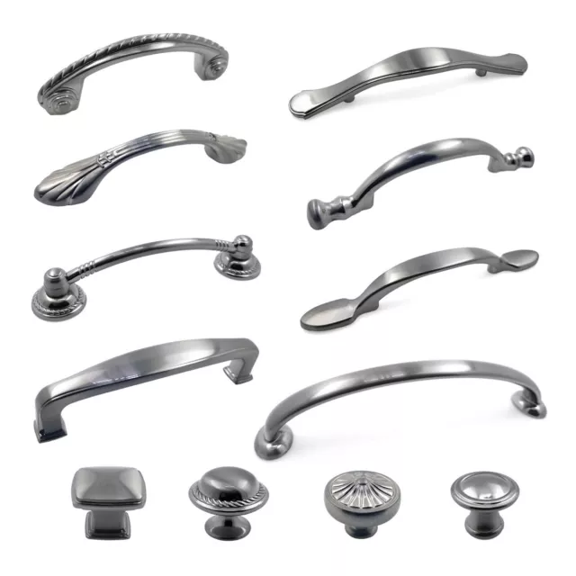 Traditional Brushed Nickel Kitchen Cupboard Cabinet Drawer Door Pull Knob Handle