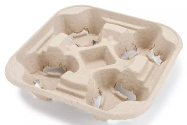 4 Cup Drink Cup Carrier, Cup Holder, Cup Carry Tray Biodegradable Pulp 100 Count