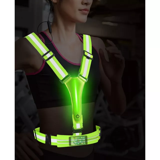 Unisex Reflective Light Up Vest USB LED Night Running Rechargeable Chest Safe