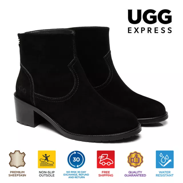 AUSTRALIAN SHEPHERD® UGG Boots Women Sheepskin Wool Lining Nonslip Block Heels