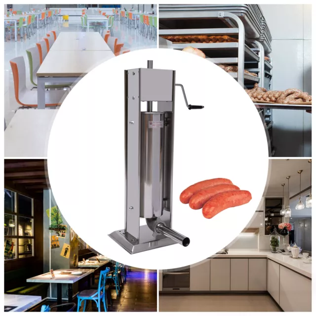 7L/11lbs Sausage Stuffer Vertical 2 Speed Meat Filler Press Stainless Steel