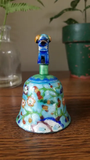 Enamel Chinese Bell with Foo Dog Handle
