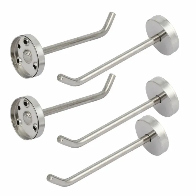 Coat Towel Stainless Steel Round Shaped Single Hook Wall Hanger 120mm Long 5pcs