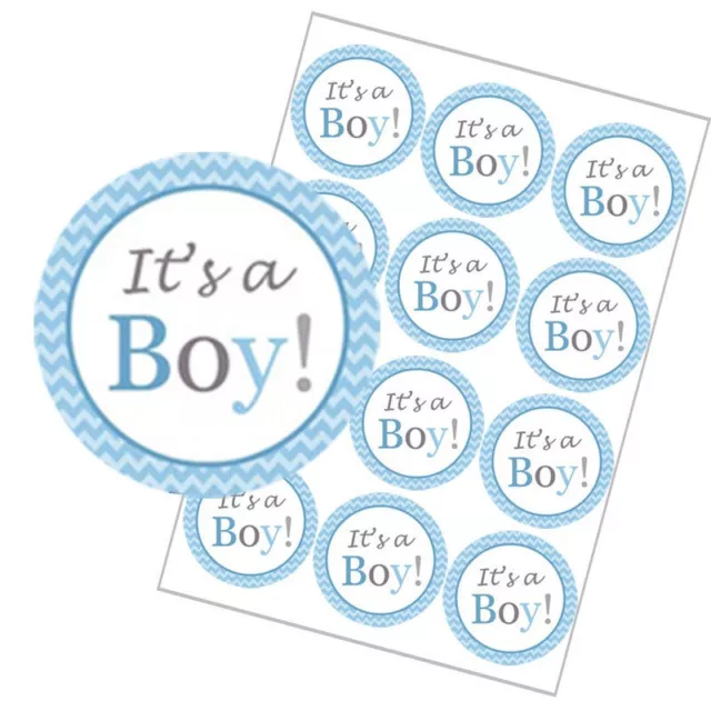 Baby Shower Stickers x 24 Its a Boy Blue Party Decorations Favours Invitations