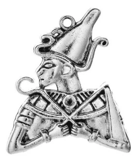Egypt King Pharaoh With Rod and Staff on 18" Tibetan Silver Necklace D-RS+N