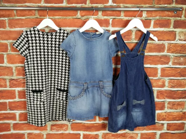Girls Bundle Age 5-6 Years 100% Next Short Sleeve Dress Pinafore Denim Set 116Cm