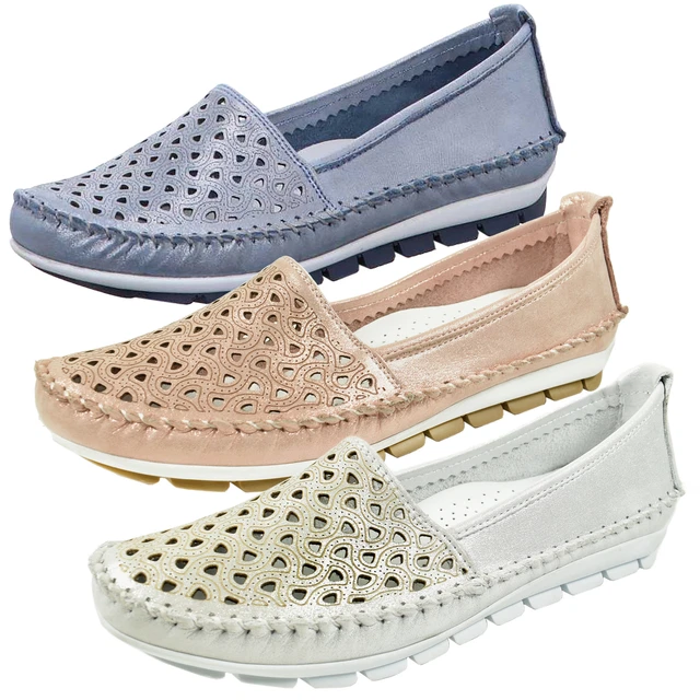 Mocassins Femme Gemini - Cuir Véritable - Semelle Synthétique - Talon 25 Mm - Navy