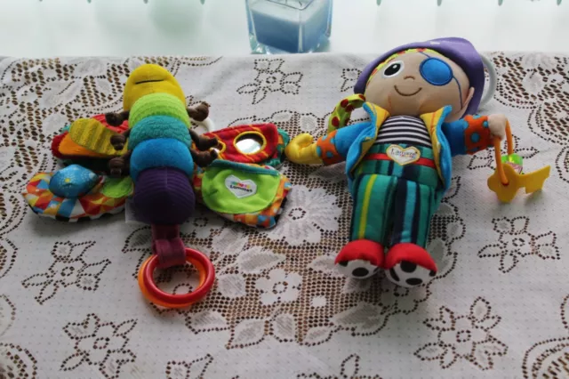 Lamaze  x 2 soft sensory Baby Toys Clip on Pirate Doll and Freddie Firefly