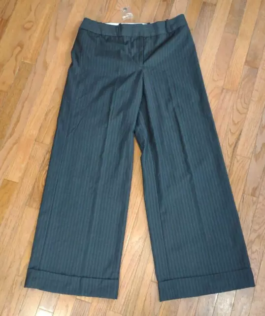Worthington Women's Modern Fit Wide Leg Dark Gray/Pen Strip Dress Pants Size 12