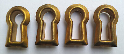 4 Vintage Stamped Brass Insert Keyhole Covers Escutcheon New Old Stock # Lot 1