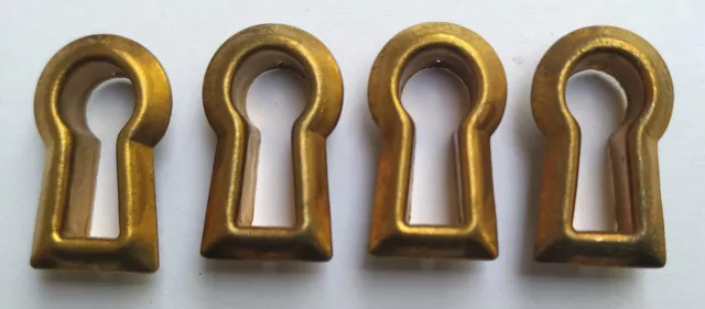 4 Vintage Stamped Brass Insert Keyhole Covers Escutcheon New Old Stock # Lot 1