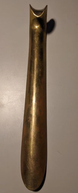 Vintage Boot Shoe  Gold Tone Brass Metal Shoe Horn 12'' Stamped INDIA