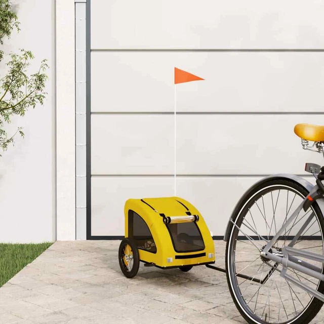 1403048 Rimorchio da Bici per Cani Giallo in Tessuto Oxford e Ferro