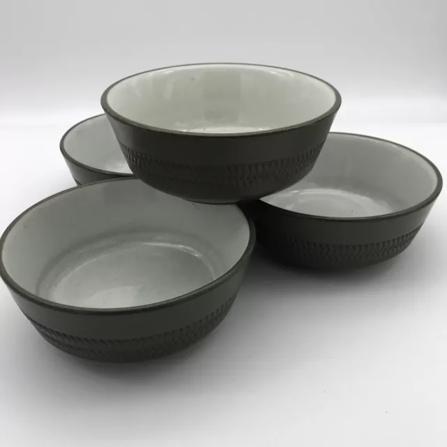 Lot Of 4 Denby Camelot Dark Green Cereal Bowls 5” D. Mint!