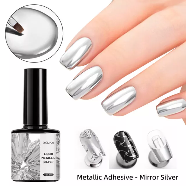 Espejo Plata Esmalte de Uñas Soak Off Gel UV Metálico Laca Uña Decoración Eeuu