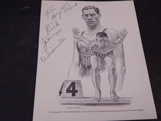 Original Signed Photo Johnny Weissmuller Swimmer & Actor Died 1984 Tarzan Original Signed Photo Johnny Weissmuller Swimmer & Actor Died 1984 Tarzan