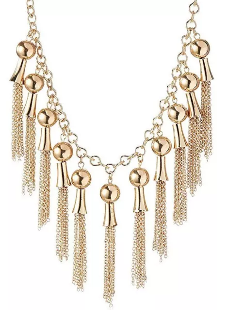 Jules Smith 17.5" + 2.25" Gold Plated Fringe Drop Necklace NWT 2