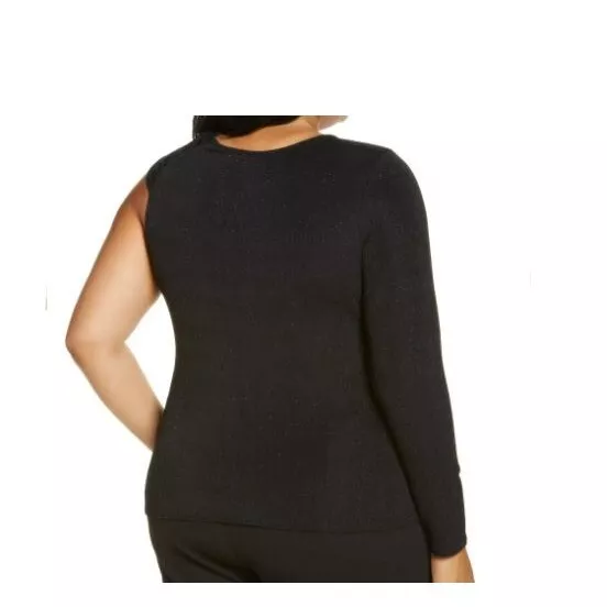 Halogen Shimmer One-Shoulder Top Black L