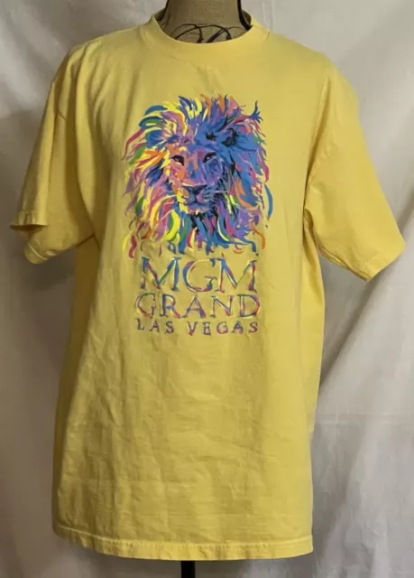 T Shirt Vintage 90s MGM Grand Las Vegas Rainbow Lion Single Stitch Size XL