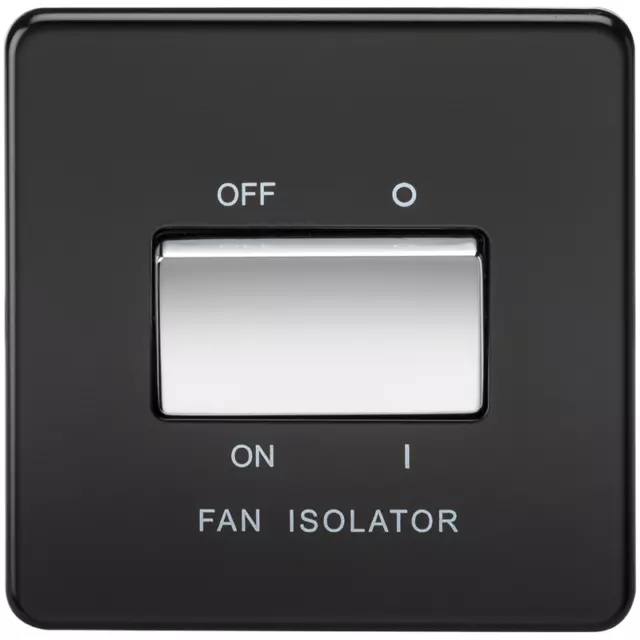 Knightsbrdge SF1100MB - 10A 3 Pole Screwless Fan Isolator Switch in Matt Black