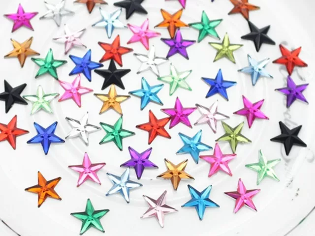 Estrellas Acrílico Joyas Gemas 14 mm Estrellas de plástico Cabujones Estrás plano Estrás plano
