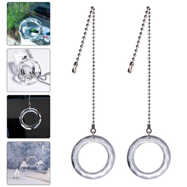 2 piezas Cadena de luces de ventilador para colgar cristal cadena colgante transparente