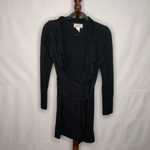 women's size XS cover up/wrap dress black open front ties in front LS