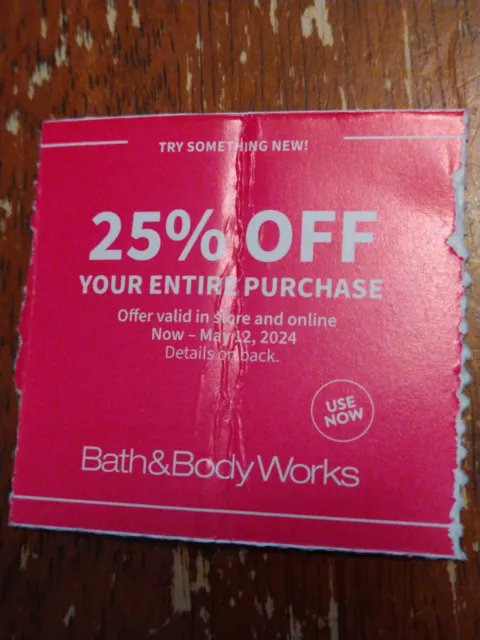 Bath and Body Works Coupon 25% off total purchase