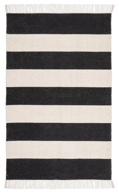 WENKO Badematte Badvorleger Badteppich Baumwolle schwarz weiß 50 x 80 cm