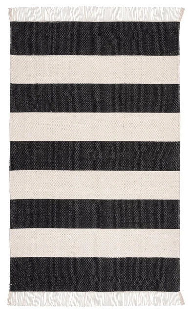 WENKO Badematte Badvorleger Badteppich Baumwolle schwarz weiß 50 x 80 cm