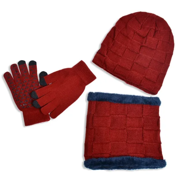 Ensemble combo chapeau velours d'hiver pour enfants écharpe et gants pour prote