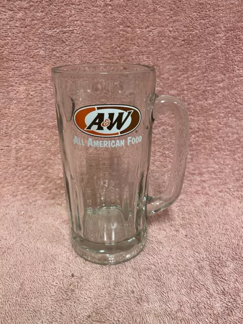 VTG A&W AW Root Beer All American Food Heavy Glass Root Beer Mug 7 Inches Tall