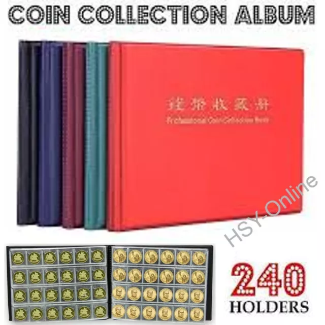 240 Coin Album Penny Money Storage Book Case Folder Holder Collection Collecting