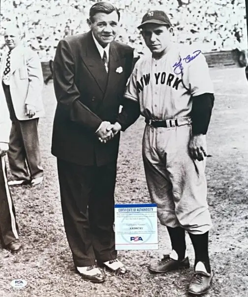Yogi Berra Signed 16X20 W/Babe Ruth Psa/Dna New York Yankees