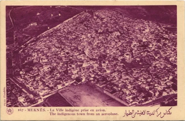 CPA AK MAROC MEKNES La Ville indigene prise en avion (10715)
