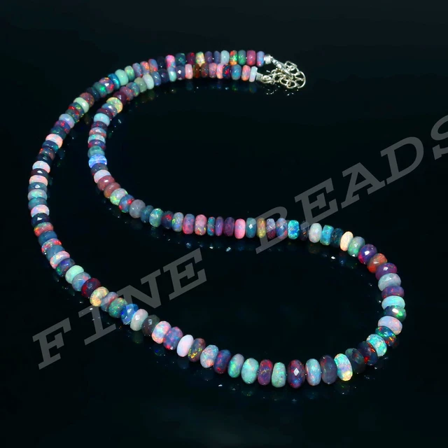 Äthiopische Opal Perlen Multi Feuer Edelstein Echt Halskette Geschenk Np-2806