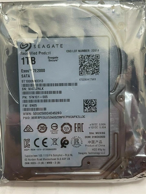 SEAGATE ST1000NX0313 ENTERPRISE 1TB SATA 2.5" 15mm 7.2K Internal Hard ...