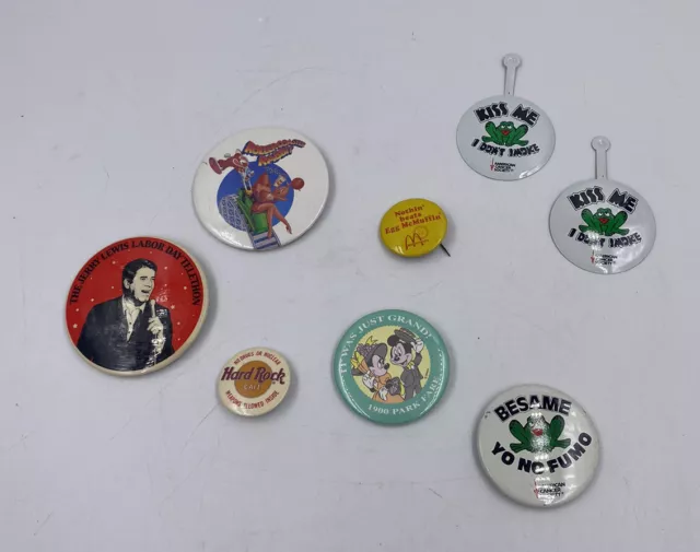 Lot of 8 Button Pin Backs And Badges Vintage McDonald’s, Hard Rock, Roger Rabbit