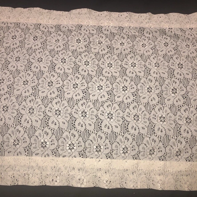 Cenefa de colección con cortina de encaje floral marfil 56"" x 22,5"" caña bolsillo caña