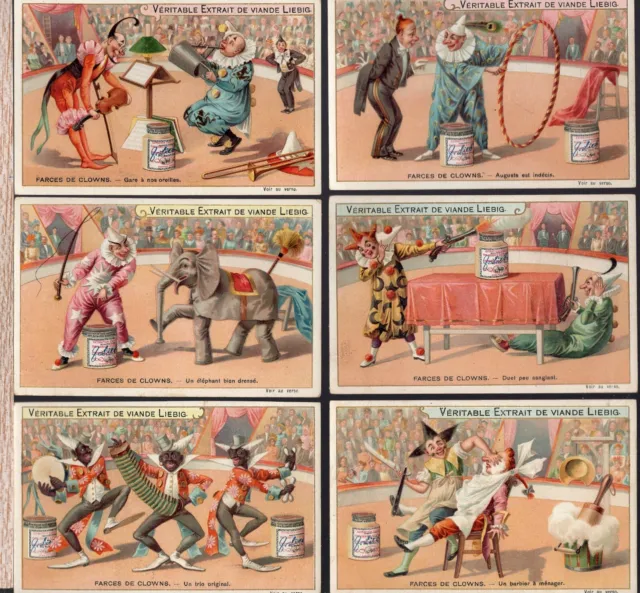 RARE 1903  Italian Liebig Extract Trade Cards. Set of 6 "Equestrian Circus"