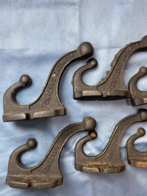VERMONT CASTINGS 6 Cast Iron Coat Hooks Vintage £67.54 - PicClick UK