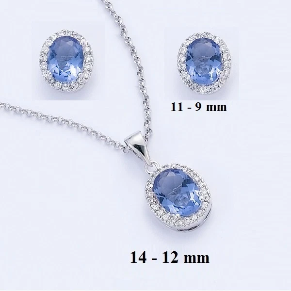 Parure Bijoux Dolly-Bijoux - Saphir Et Diamants Cz, Argent 925 Rhodié - Neuf Avec étiquettes