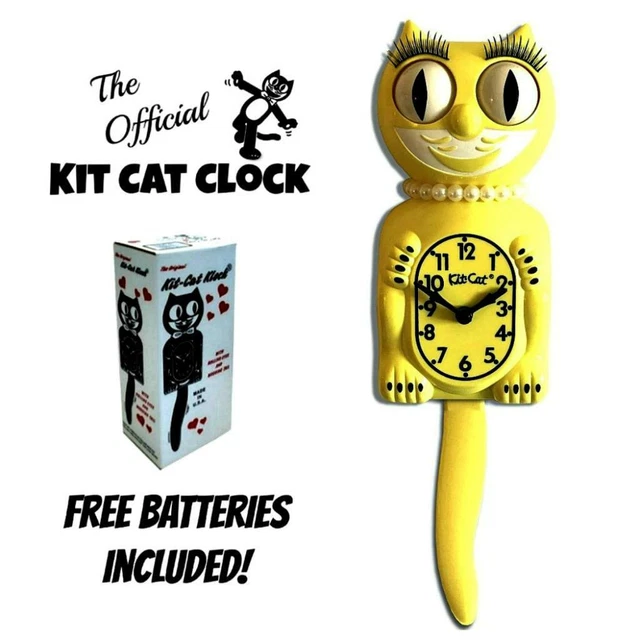 MAJESTIC YELLOW LADY Kit Cat Clock 15.5 " Gratis Batterie USA