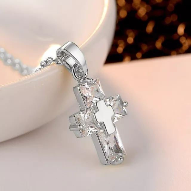 925 Sterling Silver Christian Jesus Cross Catholic Crucifix 1" Pendant Necklace