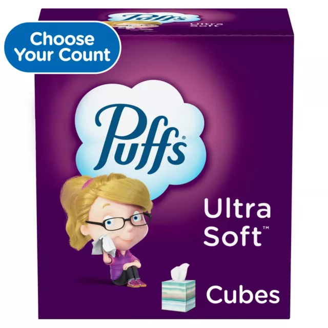 Puffs Ultra Soft Facial Tissues, 4 Mega Cubes, 72 Facial Tissues per Box